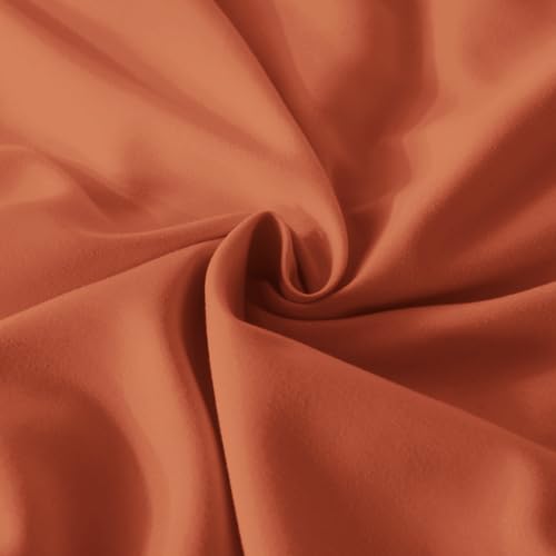 Andency Terracotta Ruffle Comforter Oversized Queen(98x98Inch), 3 Pieces(1 Ruffled Comforter and 2 Pillowcases) Solid Farmhouse Shabby Chic Bed, Vintage Rustic Soft Polyester Bedding Set by Andency - Image 8