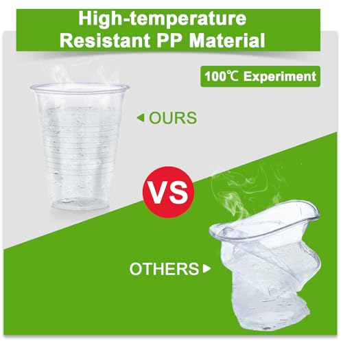 Huifany 200 Pack 9 oz Plastic Cups, Clear Plastic Cups Disposable, Clear Cup Cold/Hot Drinking Cup for Party, Wedding, Graduation, Travel, Holiday, Events, Birthday