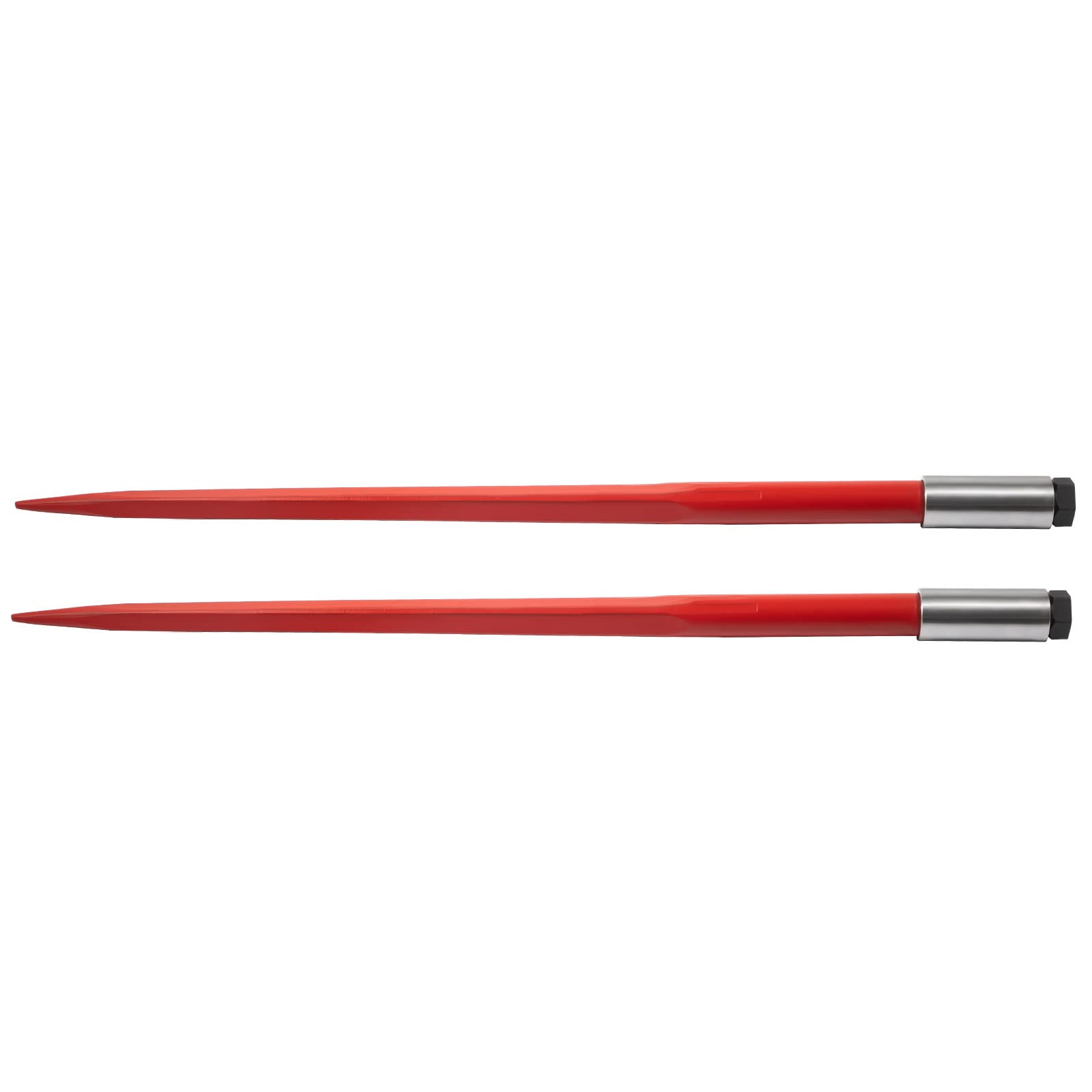 VEVOR Lanza de heno 110 cm 2 lanzas cuadradas para pacas de heno punta de fijación rápida, capacidad de 1360 kg horquillas para pacas recubiertas de rojo funda de tuerca hexagonal para tractores