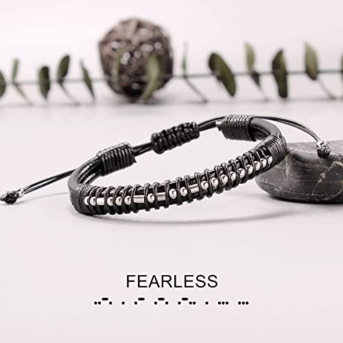 Inspirational Gifts for Men Morse Code Bracelets Mens Bracelets Graduation Gifts for Him Fathers Day Adjustable Leather Bracelet Motivational Birthday Annivesary Jewelry Stocking Stuffers for Men