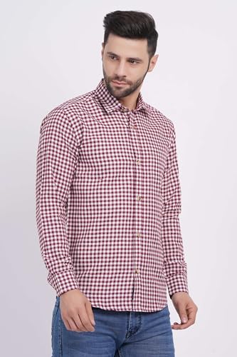 Men's Plaid Button Down Shirts Cotton Long Sleeve Dress Shirts Regular Fit Gingham Shirts4