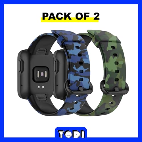 Image of YODI (Pack 2 Soft Silicone With Metal Buckal Classic Strap Bands for Redmi Watch 2 Lite /Redmi GPS Smart Watch Only, Comfort and Flexible Straps for Men Women and Kids (ARMY-BLUE /GREEN)