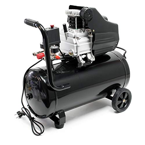 Wiltec luchtcompressor met 50 liter tank, luchtdruk compressor 1500 W met 2 pk en 212 l/min, werkplaatscompressor met drukvat, mobiele compressor voor perslucht - Afbeelding 3