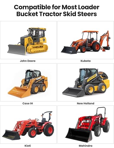 Garvee 60" Clamp on Pallet Forks, 2000LBS Heavy Duty Quick Attach Bucket Fork with Adjustable Stabilizer Bar for Tractor Loader Skid Steer,Black