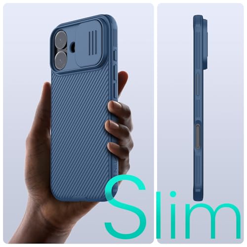 Image of Nillkin for iPhone 17 Case with Slide Camera Cover, Thin Slim Fit, Shockproof Protective, Protector Privacy, Phone Case iPhone 17 Camera Lens Protector 6.3 inch, Blue