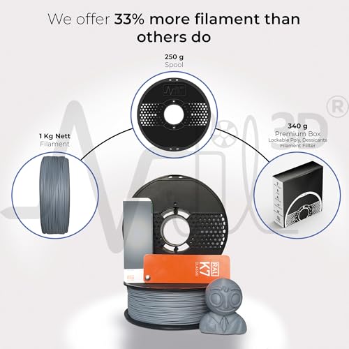 Image of NFIL3D 1KG Net Turbo Finish PLA+ Silver 3D Printer Filament | Filaments for 3D Printer| 1.75mm| Accuracy + /- 0.015mm | 1000g 3D Filament, 250g Spool, 350g Packaging Weight (Total Weight 1.6KG)