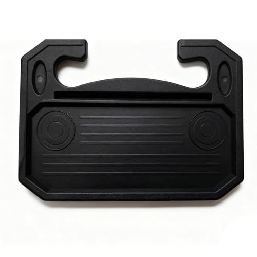 Greensen Volante Escritorio, Bandeja para Auto Antideslizante con 2 Portavasos y Superficie Texturizada, Estación de Trabajo Portátil para Comer, Trabajar y Leer en el Auto, Ajustable a (Black)
