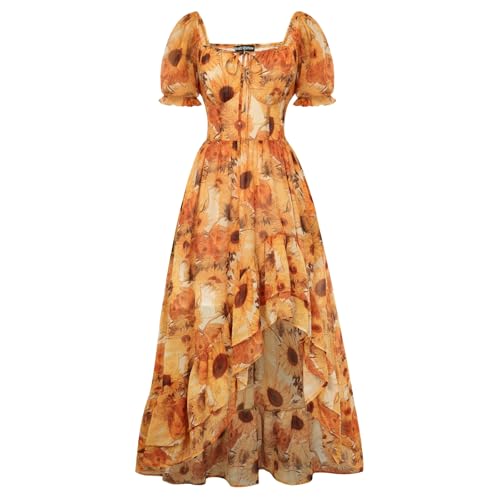 Image of Scarlet Darkness Corset Dresses for Women Summer 2026 Floral Wedding Guest Chiffon Sundress