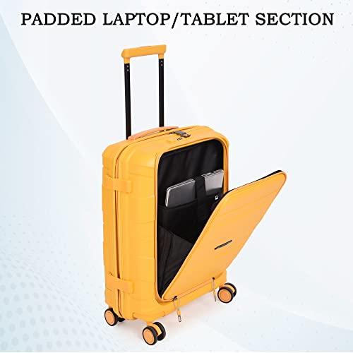 Image of it luggage Momentous Mango Yellow Set of 2-24 & 20 inches Cabin with Padded Laptop Section & Medium Expandable Polypropylene Hardsided with TSA Lock & Wet Pouch Inside 8 Wheel Trolley Bag