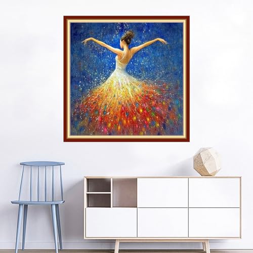 Image of Joyhoor Cross Stitch Kits for Beginners Stamped Cross-Stitch Supplies Needlework preprint Embroidery Kits for Adults DIY Needlepoint Kits Embroidery Patterns 11CT-Ballet Girl 18x18 inchs