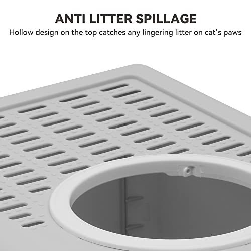 YITAHOME Katzentoilette mit Deckel, Katzenklo Groß, Katzenklo Hop In, Geruchlose Katzentoilette mit Kapuze, mit Schublade und Abfallschaufel (Grau)