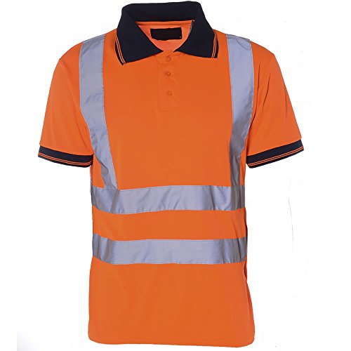 Army And Workwear Hi Viz pour Homme Col Polo T-Shirt à Manches Courtes de Travail de sécurité Haute visibilité EN471 Sécurité - Orange -