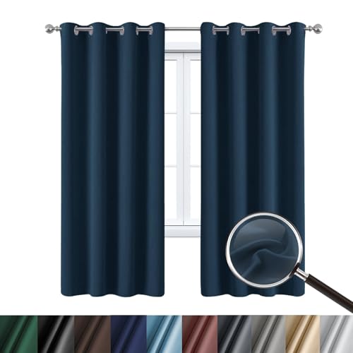 Rideaux occultants bleu foncé lot de 2 en polyester 190x245cm