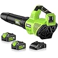 Leaf Blower Cordless, 650CFM Electric Leaf Blowers with 2 x 5.2Ah Batteries and Charger, 3 Speed Modes, Powerful Blowers for Lawn Care, Patio, Dust, Blowing Leaves