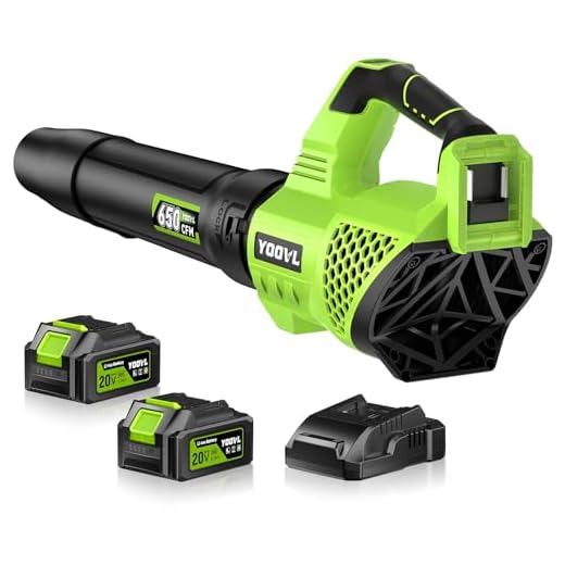 Leaf Blower Cordless, 650CFM Electric Leaf Blowers with 2 x 5.2Ah Batteries and Charger, 3 Speed Modes, 1 x Adjustable Shoulder Strap, Powerful Blowers for Lawn Care, Patio, Dust, Blowing Leaves