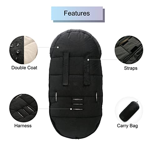 Image of Wind & Waterproof Sleeping Bag /Footmuff for Baby, Toddler, 6-36 Months (Blue) with Woolen Sherpa Backing, Anti Slip Design, Safety Keyhole | Winter