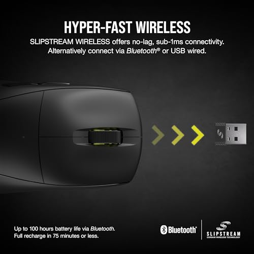 Image of Corsair M75 AIR Wireless Ultra Lightweight Gaming Mouse - 2.4GHz & Bluetooth - 26,000 DPI - Up to 100hrs Battery - iCUE Compatible - Black