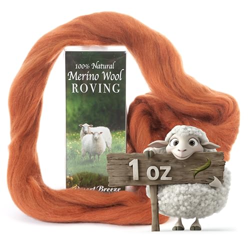 Image of Desert Breeze Distributing 100% Natural Merino Wool Roving - Premium Combed Top Merino Roving Wool - Tapestry, Spinning, Wet Felting & Needle Felting Supplies - 21.5 Micron - 1 oz, Color Nutmeg