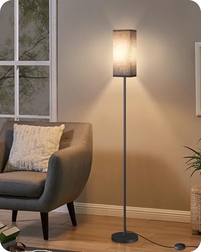 Image of Floor Lamp, Pole Lamp with Foot Switch, Modern Standing Lamp Shade, Minimalist Freestanding Lamp (Bulb Not Included), for Living Room, Bedroom Office ETL Listed, Black B07LD05