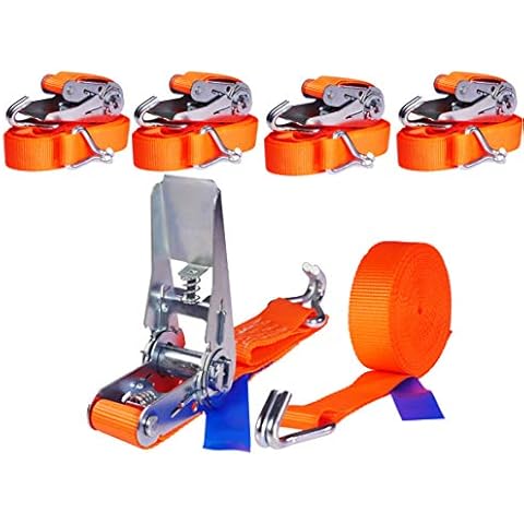 4 x 800 kg 4 m Ratchet tie down lashing straps with hooks Load securing straps Tensioning belt 25 mm 2 pieces set Cover