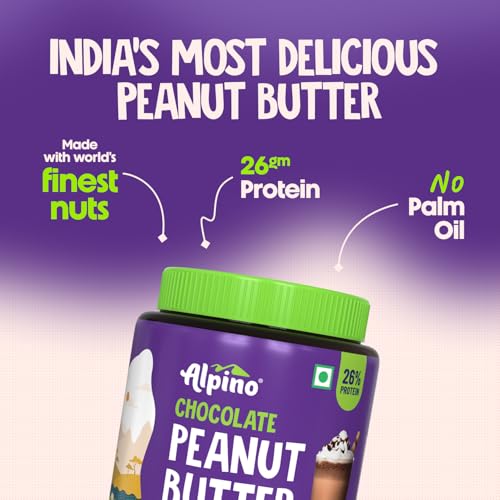 Image of ALPINO 26g Protein Chocolate Peanut Butter Crunch 400g - Roasted Peanuts, Chocolate Paste & Brown Sugar - Source of Healthy Fats & Dietary Fibre