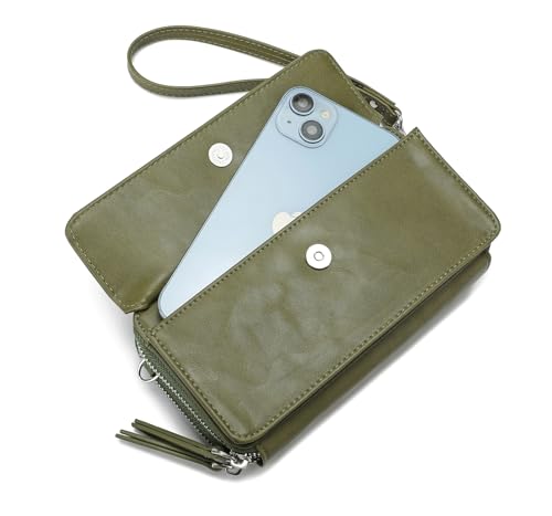 Image of Lanyani RFID Crossbody Wallet Wristlet Purse with Phone Pocket For Women Vegan Leather