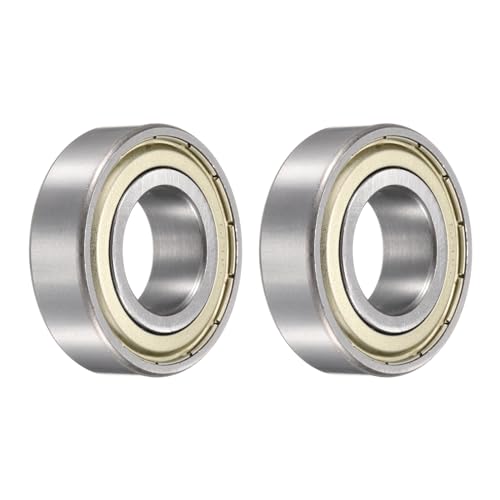 Image of sourcing map 2pcs 6205ZZ Bearing 25x52x15mm, Chrome Steel Double Shielded Precision Bearing, Lubricated Deep Groove Ball Bearings, P6 (ABEC 3)