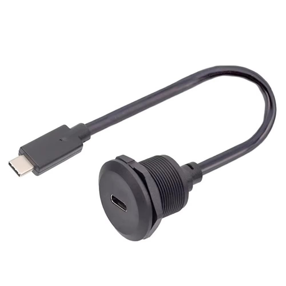 Vjsujehgy USB Type C 3.1 Female to Male Charging Socket Type-C Data Port with Threaded Fixed Panel Type USB-C Power Jack Connector