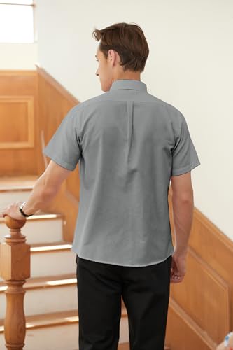 Image of SANGTREE Men & Boy Striped Multicolor Oxford Cotton Shirt,Comfortable Fit,Short Sleeve Collared Shirt