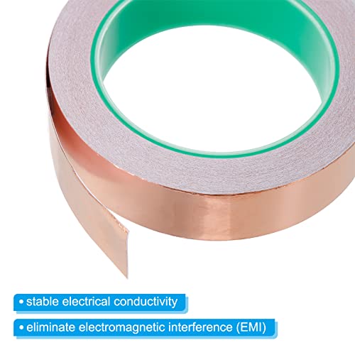 Image of PATIKIL Copper Foil Tape 1 Inch x 66 Feet 0.05mm Thick Double Sided Conductive Adhesive EMI Shielding for Electronics, Circuits, Grounding
