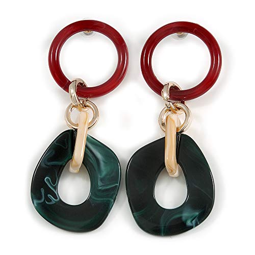Boucles d'oreilles extra longues 11 cm acrylique effet marbre