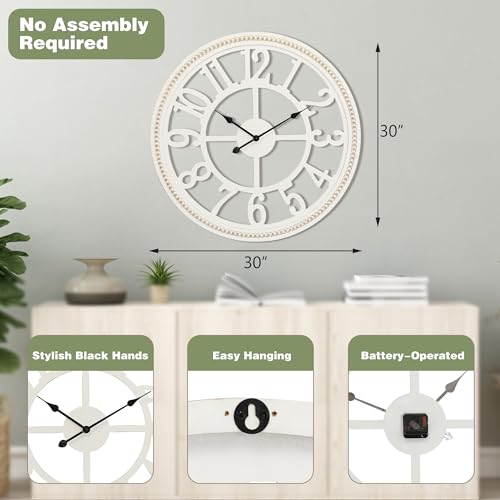 30 " Boho Beaded Wooden Wall Clock product image