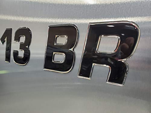 Boat & Jetski Registration Numbers - Domed/Raised Decal (16 Pcs) Black Center/Chrome Outline (Wake Series) #TOP4