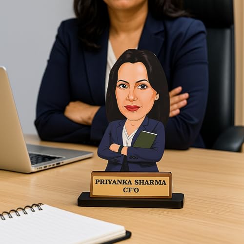 Image of Personalized Workaholic Girl Caricature Gift Custom Office Desk Avatar Birthday Gift for Wife Girlfriend Sister Friend Unique Corporate Gift for Women (Corporate Lady, 7 Inches)