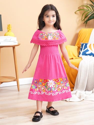 Image of Mexican Dress for Girls Traditional Vestidos Mexicanos Cinco de Mayo Embroidered Dresser Toddler Kids