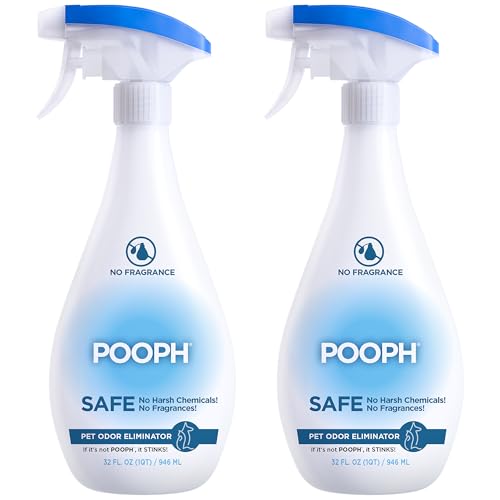 Pooph Pet Odor Eliminator, 32oz Spray, 2-Pack – Dismantles Odors on a Molecular Basis, Dogs, Cats, Freshener, Eliminator, Urine, Poop, Pee, Deodorizer, Natures, Puppy, Fresh, Clean, Furniture, Potty