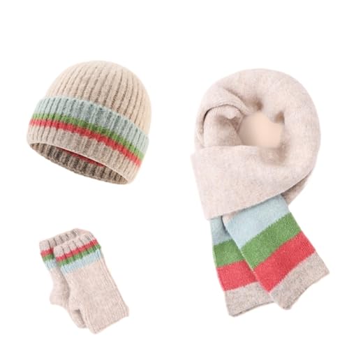 Ensemble écharpe bonnet et gants d'hiver tricoté épais et doux pour homme et femme