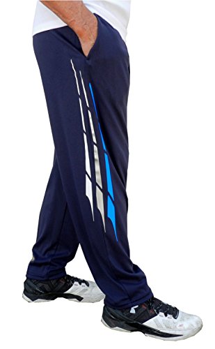 Crazee Wear Relaxed Fit Solid Navy Blue Pants for Men and Women with White, Grey and Blue Triton Design