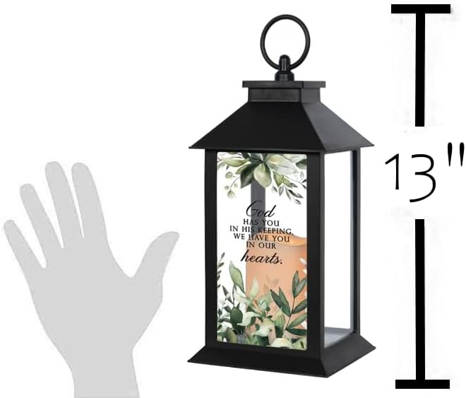 The Bridge Collection Memorial Lantern with Candle (In Our Hearts) - Black Metal, LED Candle, Tabletop Mount image 3