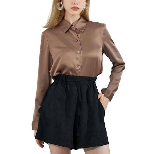 SIXDO Womens Shorts 2024 Dressy High Rise Elastic Waist Pockets Mid Length Womens Dress Shorts Casual Wear Black