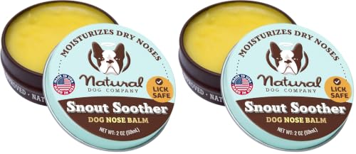 Image of Natural Dog Company Snout Soother Dog Nose Balm - Moisturizer for Dry Crusty Noses, Summer Care for Outdoor Dogs, Hot Weather, Beach Days & Walks with Coconut Oil & Shea Butter, 2 oz Tin (Pack of 2)