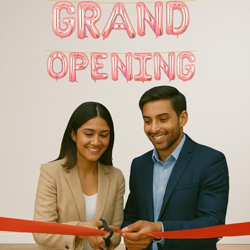 Image of Grand Opening Banner Rose Gold for New Home Office Shop Temple Foil Balloon Decoration Decor Celebration