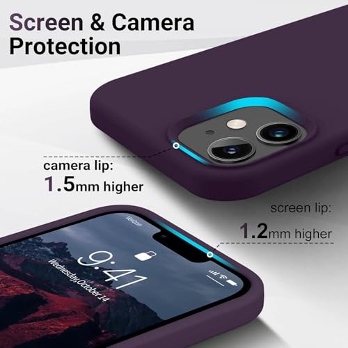 Image of Premium Liquid Silicone Case for iPhone 12 & 12 Pro - Slim Full Body Protective Back Cover with Soft Microfiber Lining, Anti-Slip Grip Scratch Resistant Phone Case(Deep Purple)