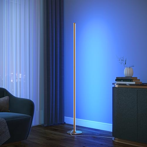 EDISHINE 57.5 RGBW LED Corner Floor Lamp with Remote - Minimalist Dimmable Light for Living Room, Bedroom, Office (Gold)