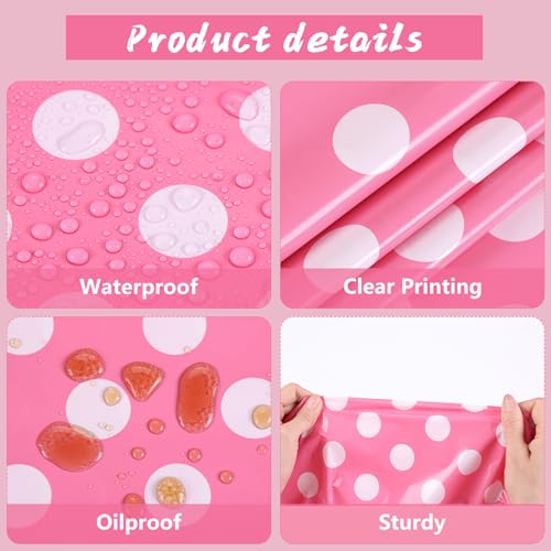 Image of Kesfey 3 Packs Minnie Mouse Tablecloth 54 x 108 Inch Pink Polka Dot Table Cloths Disposable Plastic Pink Waterproof Picnic Table Covers Pink and White Dots Minnie Tablecover for Birthday Party