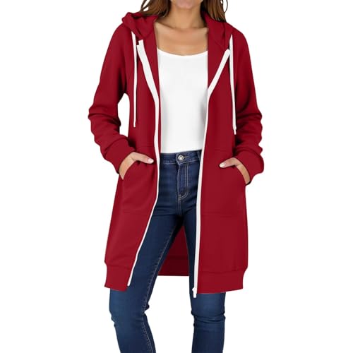 Long Hoodies For Women Casual Full Zip Up Fleece Jacket Loose Sweatshirts 2025 Fall Winter Coats Fashion Clothes2