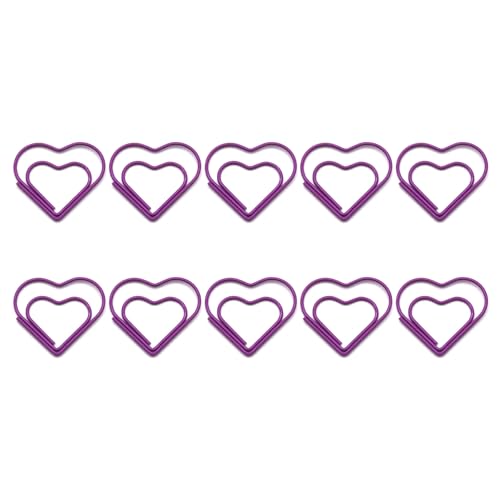 10 個のカラフルな装飾ペーパークリップハートブックマーク金属プランナークリップオフィス文具愛好家のためのハート紙小さなしおりカラフルなオフィスプランナー