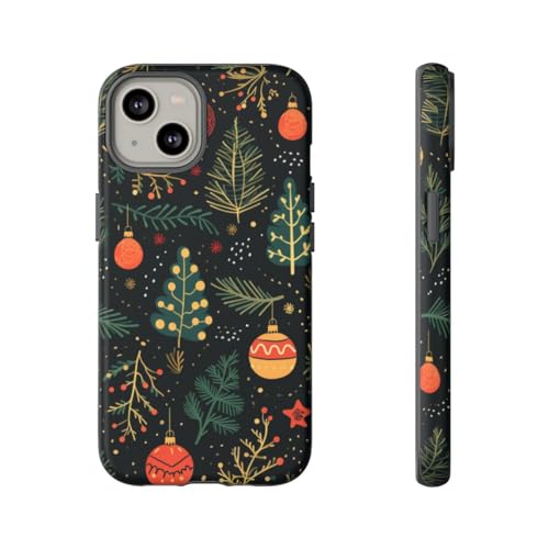 Coque iPhone 14 motif Noël noir mat idéal pour vos photos de réveillon