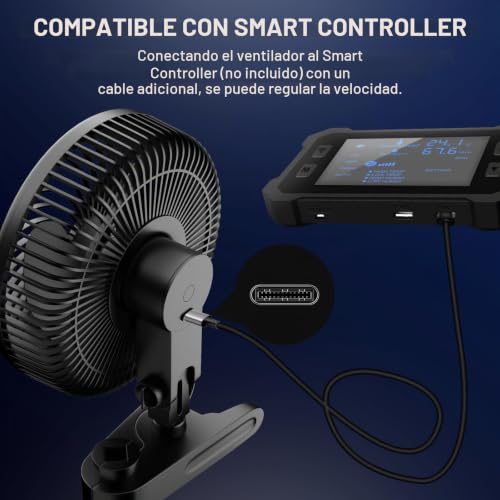 Ventilador de cultivo con clip FanGoFast de 10 velocidades y motor EC para flujo de aire 7