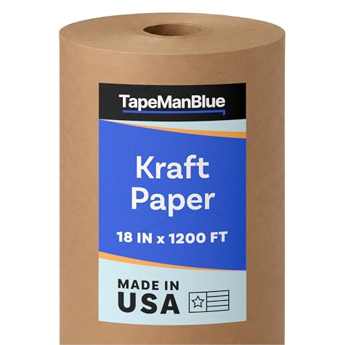 Kraft Paper Roll 18 x 14400 (1200) Made in USA 30 lb. Brown Packing Paper Roll Recyclable Void Fill Brown Kraft for Shipping Packing Wrapping Storing